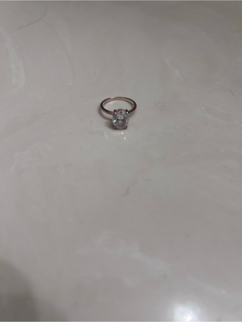 Sparkling Clear Stone Rose Gold Solitaire Ring - Women's Jewelry
